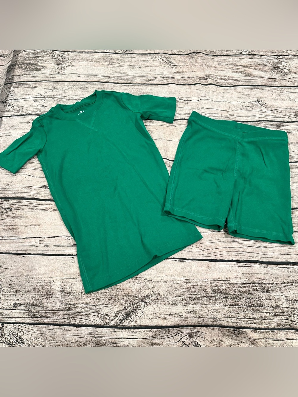 Primary Organic Cotton Solid Green Short Sleeve & Shorts Pajama Set Unisex 8-9